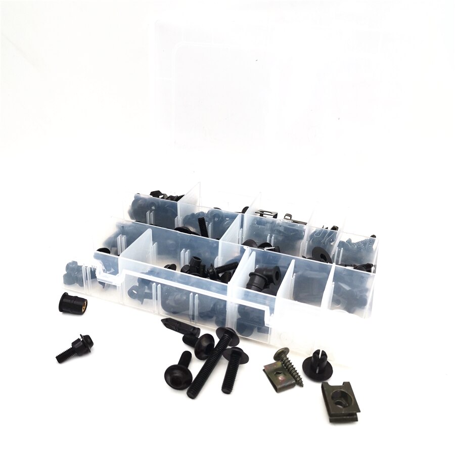 223 teile/schachtel Motorrad Windschild Verkleidung Schrauben Kit Schwarz Aluminium Verschluss Clips Schraube