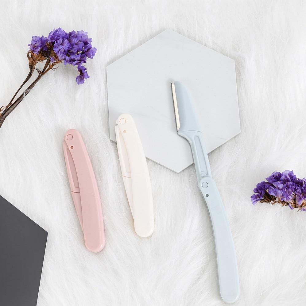 Rasoir à sourcils en acier inoxydable pour femmes, repliable et Portable, outil de maquillage, 1 pièce