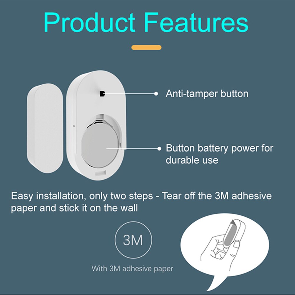 ZONAN D30 Mini 433MHz Wireless Window Door Sensor for Home Burglar Security Alarm System Remote Control Door Lock Android Ios