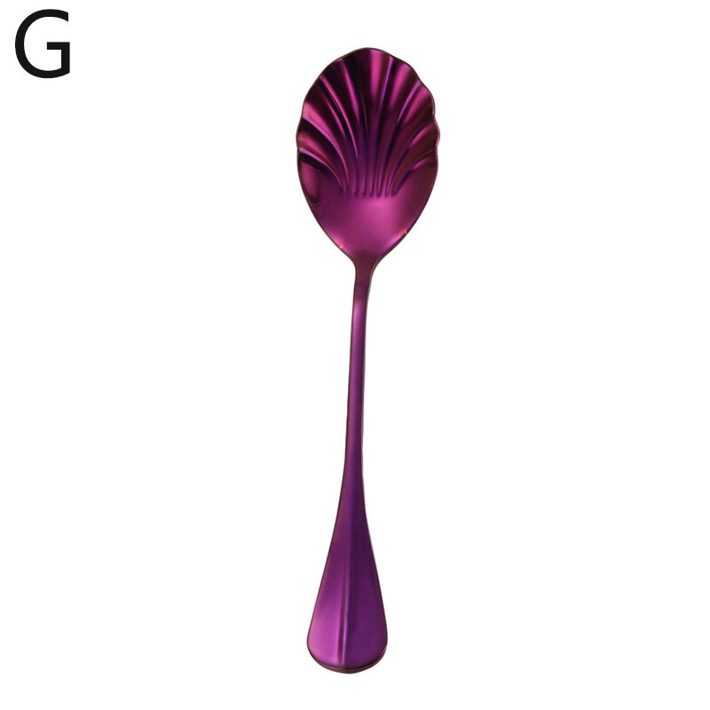 Shell Shape Stainless Steel Spoon Teaspoons Coffee Spoons Ice Cream Sugar Dessert Spoons Tableware Kitchen Accessories: G