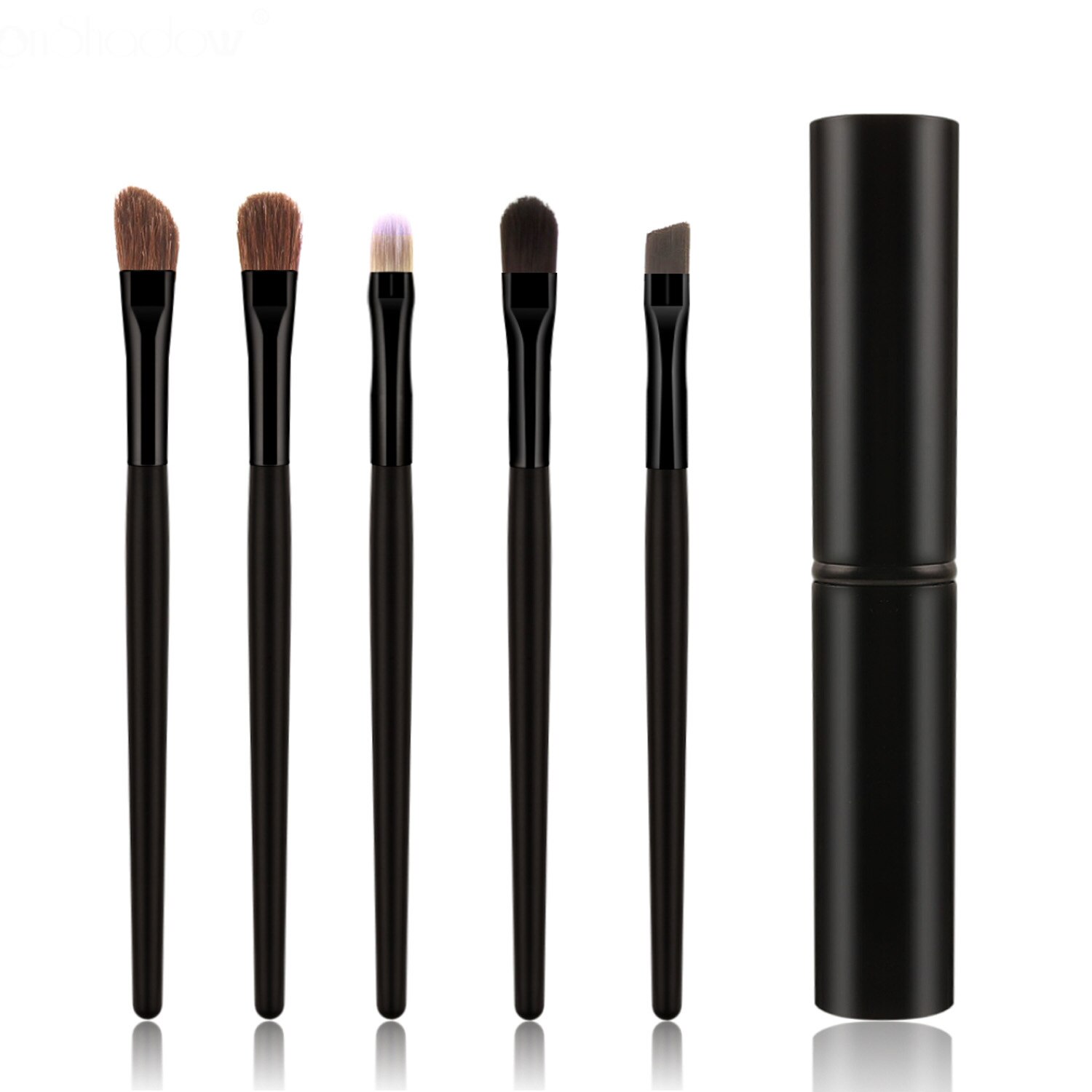 Makeup Brushes Set Face Foundation Brush Eye Eyeshadow Fan Lip Eyebrow Eyeliner Eyelash Crystal Make Up Brush Kit: 5Pcs(Black)