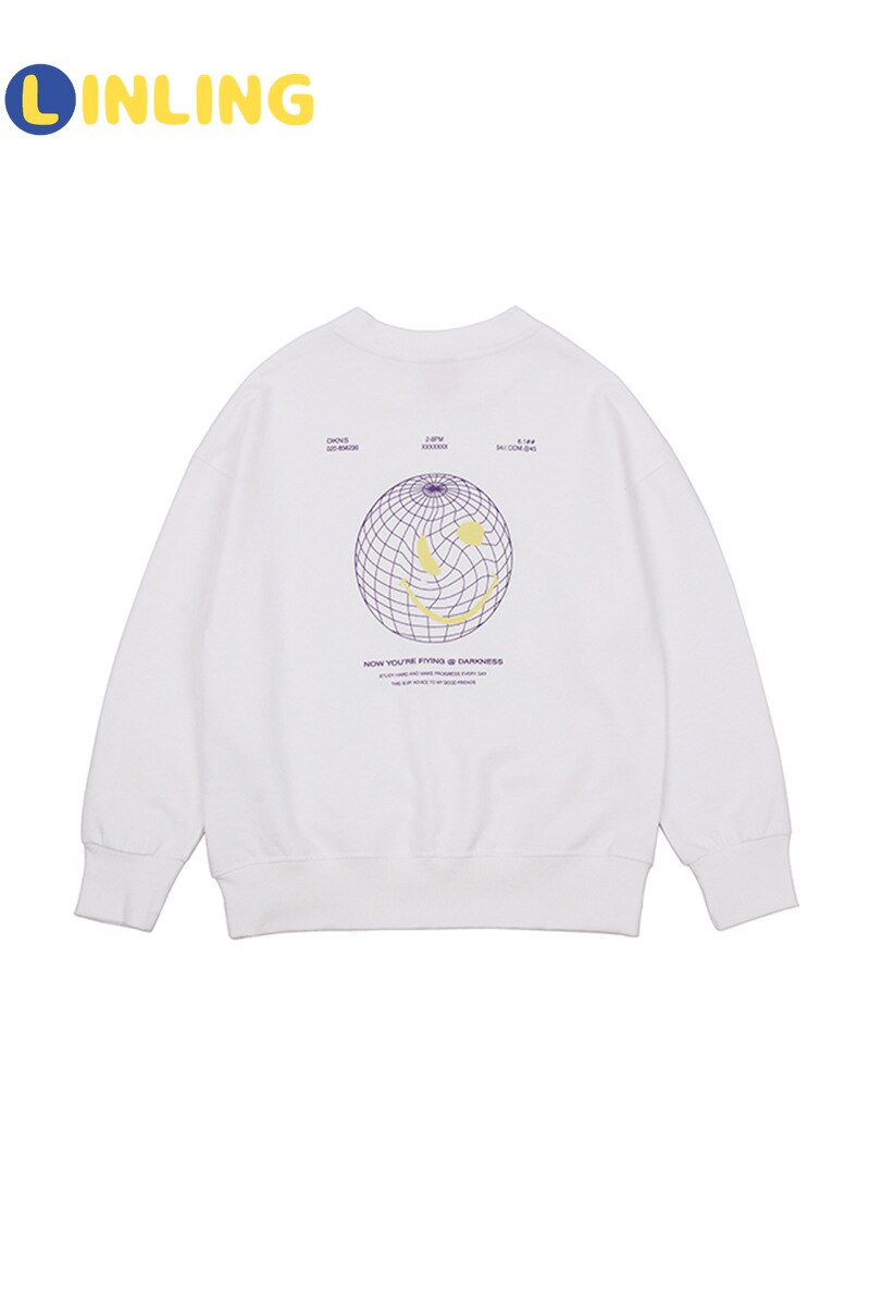 Linling o-hals casual actieve print kinderletter t-shirts kindersweatshirts voor jongens kleding hiphop streetwear  p248