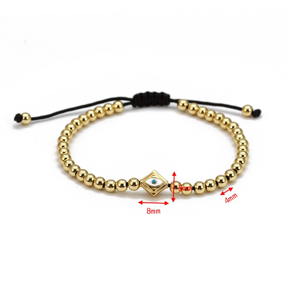 Lucky Eye Koperen Kralen Turkse Evil Eye Charm Armband Gevlochten Touw Verstelbare Armband Voor Vrouwen Meisjes Mode-sieraden BE98