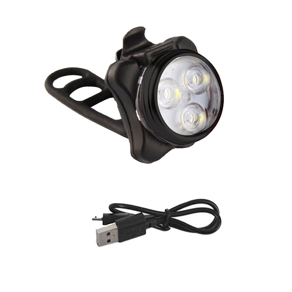 Lumineux vélo vélo vélo 3 LED tête avant lumière 4 modes USB Rechargeable queue pince lumière lampe étanche fietsverlichting #20: White