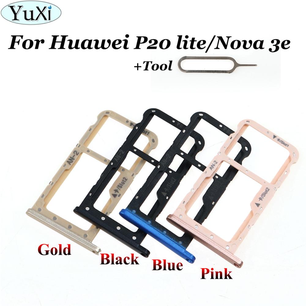 YuXi For Huawei P20 Lite / Nova 3E SIM Micro Secure Digital Memory Card Tray Double Slot Holder Carrier Adapter Replacement+Tool
