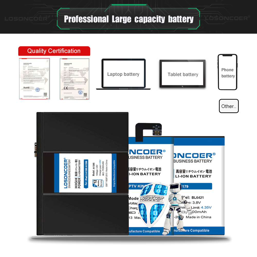 7000mAh 3.75V A1315 Battery For Apple iPad 1 1st Generation A1315 A1219 A1337 616-0448 616-0478 969TA028H Series Laptop Battery