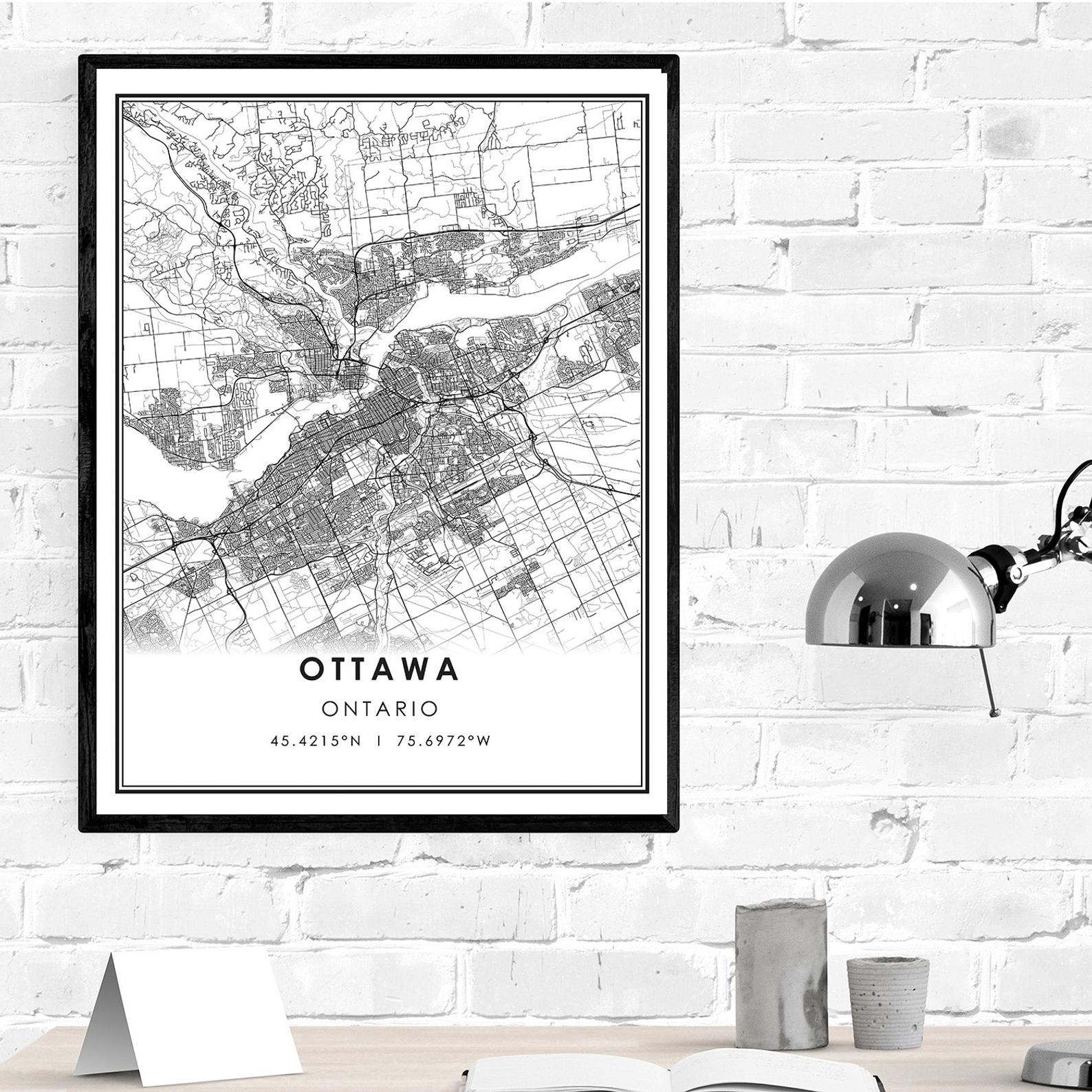 Ottawa map print poster canvas | Ottawa city map print poster canvas