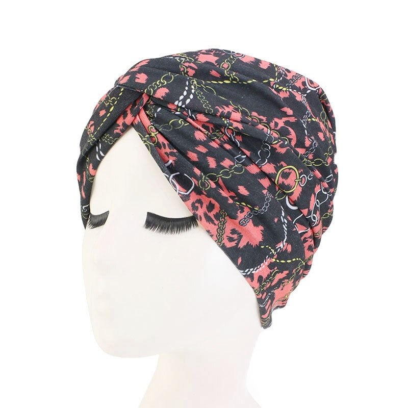 Afrikaanse tulband twist haarmutsen tulband bloemenprint nacht slaap hoofddoek vrouwen moslim haarband chemo haarstyling tools: Zwart
