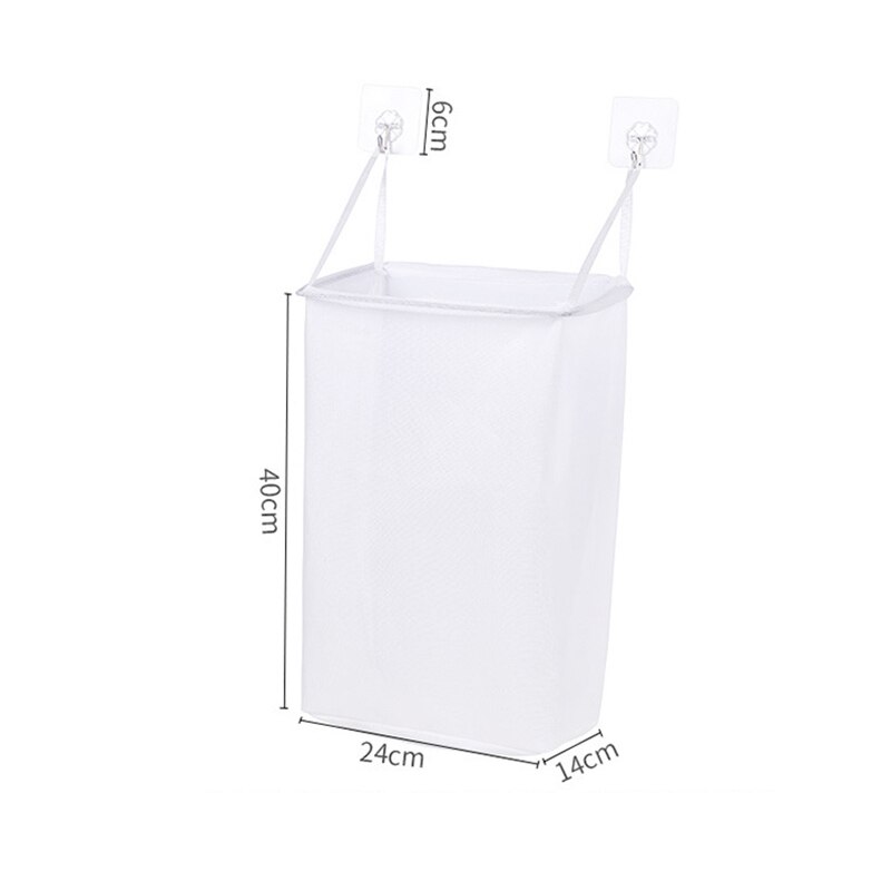 Væghængende vasketøjskurv arrangør simpel tøjopbevaring spand stærk pasta ingen stansning badeværelse arrangørholderpose: 1 stk