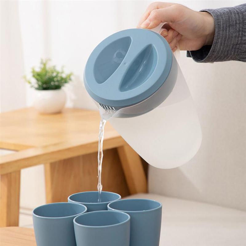 1pc Heat-Resistant Cold Water Bottle Water Jug With Handle Juice Pitcher Jug Household Plastic Cold Water Bottle