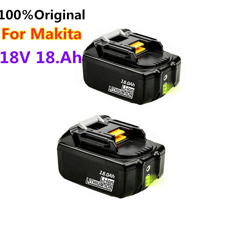 Original 18 v 18ah batteri 18000 mah li-ion batteri ersättningsbatteri för makita  bl1880 bl1860 bl1830 batteri +3a laddare: Svart