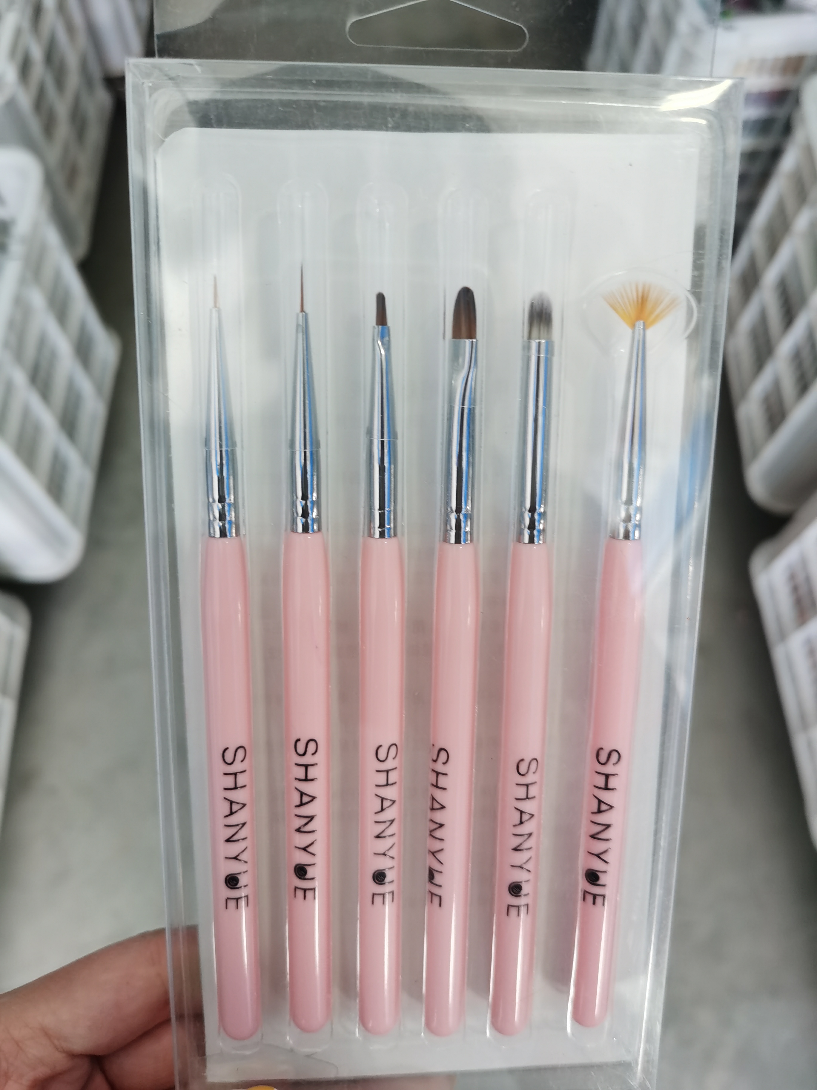 6pc 4 kleuren manicure kwast nagel pen set voor schilderen/liner/bloeiende... nageldecoraties kit gellakken gereedschap  vi45-121