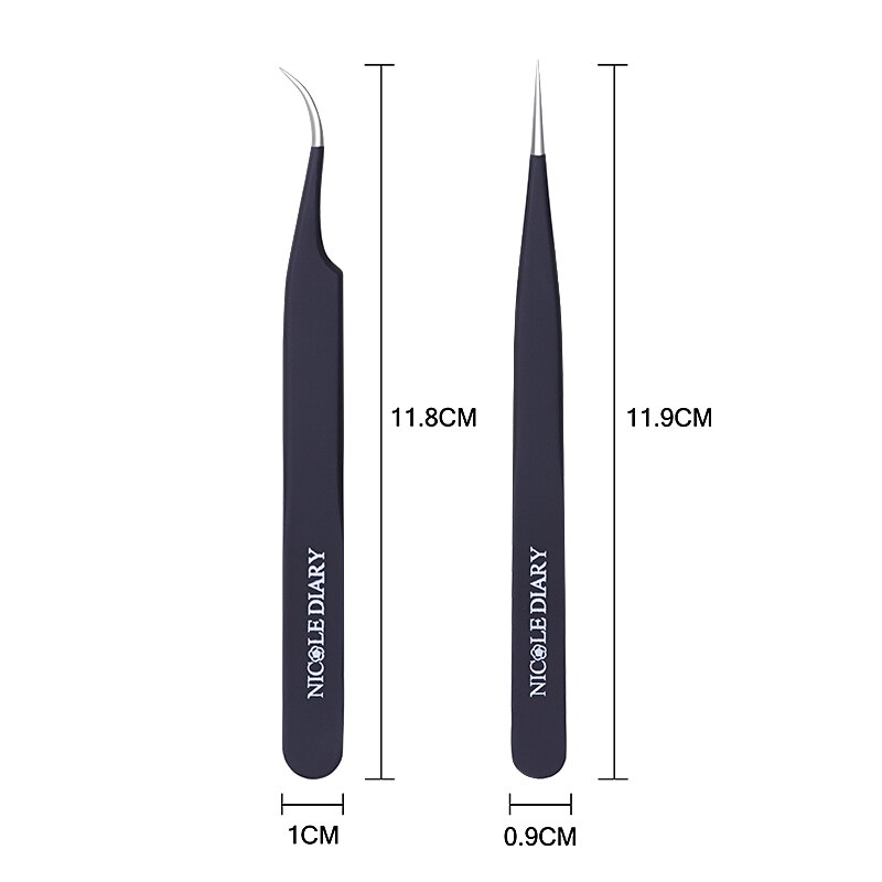 Nicole Dagboek Rechte Gebogen Tweezer Nail Sticker Rhinestone Picker Matte Black Uv Gel Polish Remover Nail Art Tool