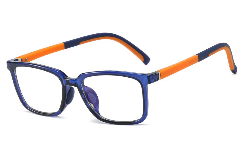Peekaboo baby kids glasses blue light tr90 frame for computer clear lens boy square glasses frame for children girl: blue orange frame