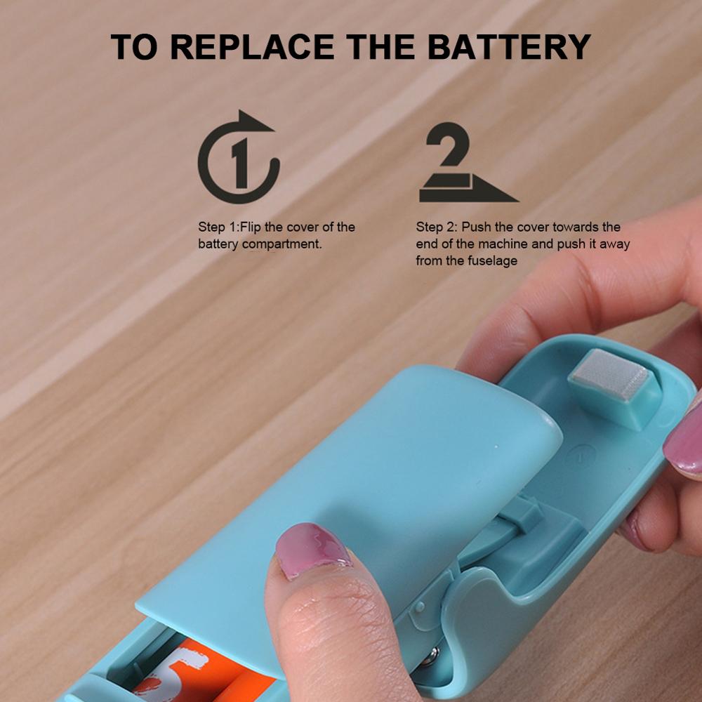 Matpaket värmeförsegling handhållen värmeförsegling batteridriven snackspåsförslutare 2- i -1 snabb återförslutare med ett infällbart blad