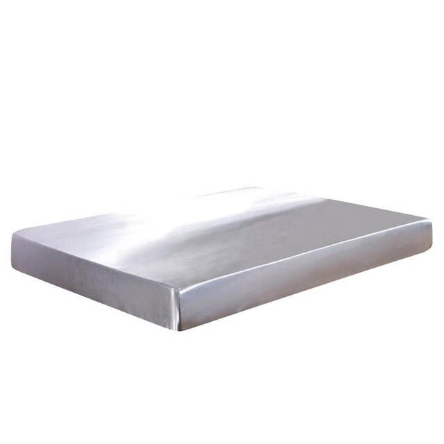 Satin faux silke lakan enfärgad madrass täcker elastiska band lakan us uk enkel tvilling dubbel full queen king size: Grå