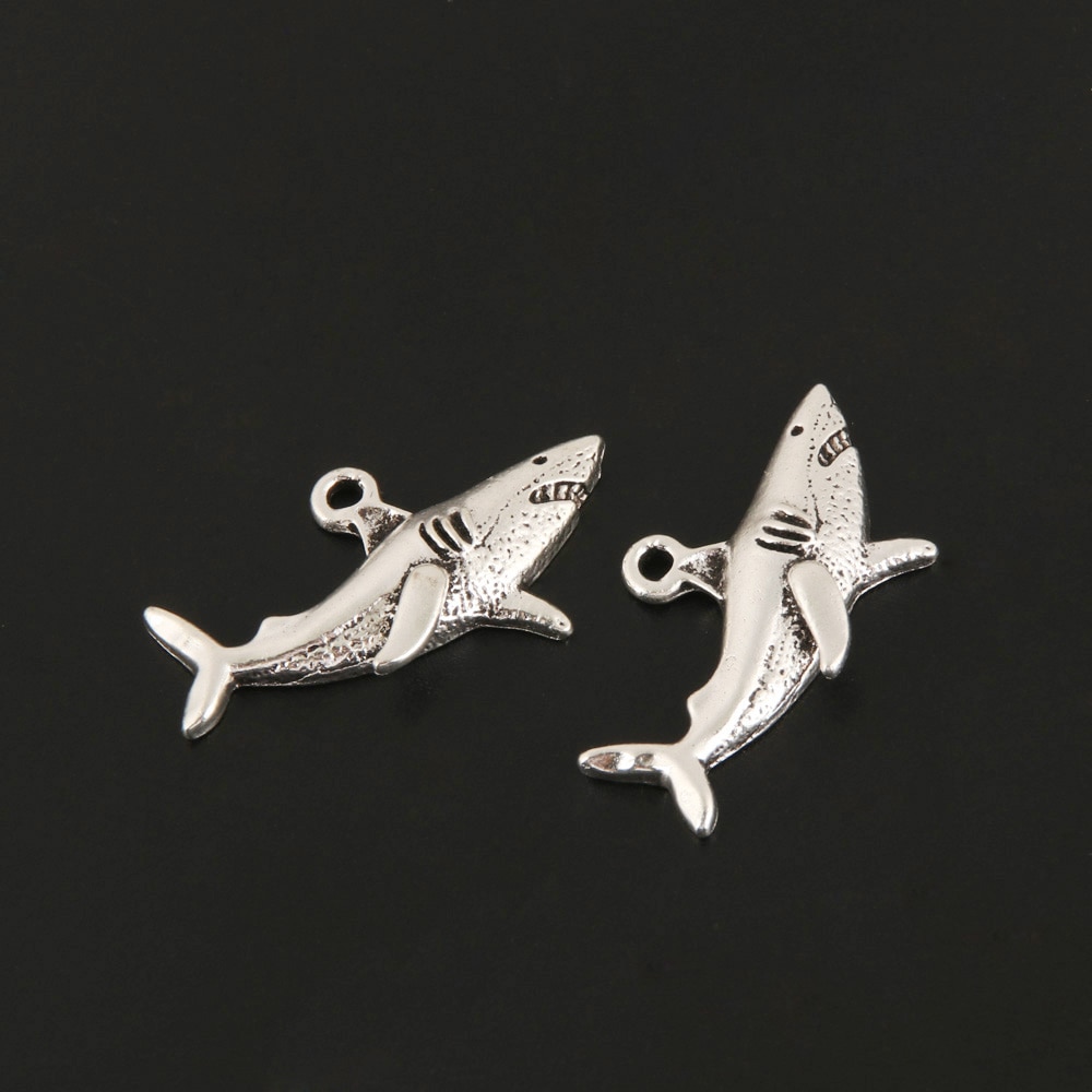 25 stk charms søde haj dyr sølv farve vedhæng til fit smykker diy håndlavet tilbehør
