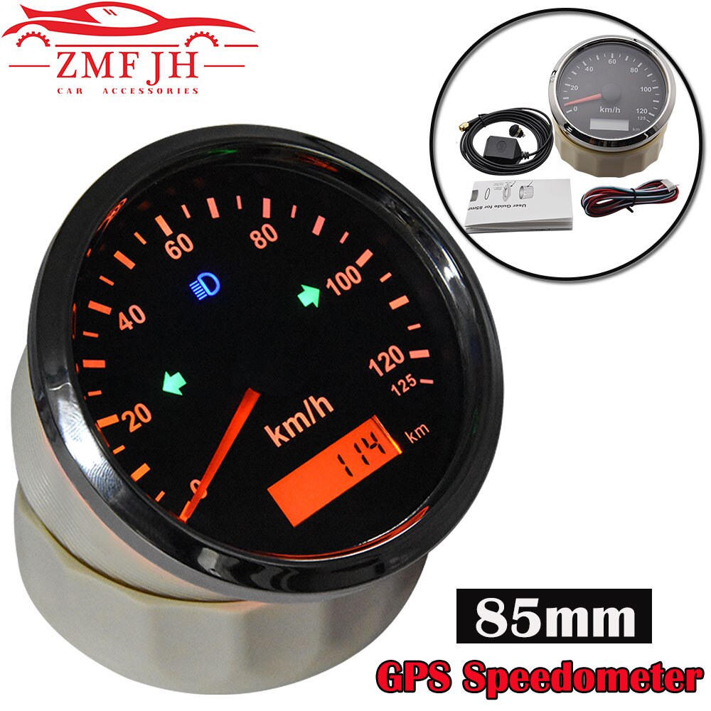 Velocímetro GPS impermeable para motocicleta, velocímetro de 85mm, 125/200 km/h, 160mph, para nieve, ATV, UTV, kilometraje Total ajustable, 12V, 24V, coche marino