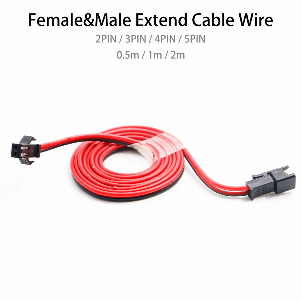 Câble d'extension mâle et femelle 22awg, 2 broches/3 broches/4 broches/5 broches, connecteur JST pour bande lumineuse LED RGB WS2811 WS2812B WS2815 5050