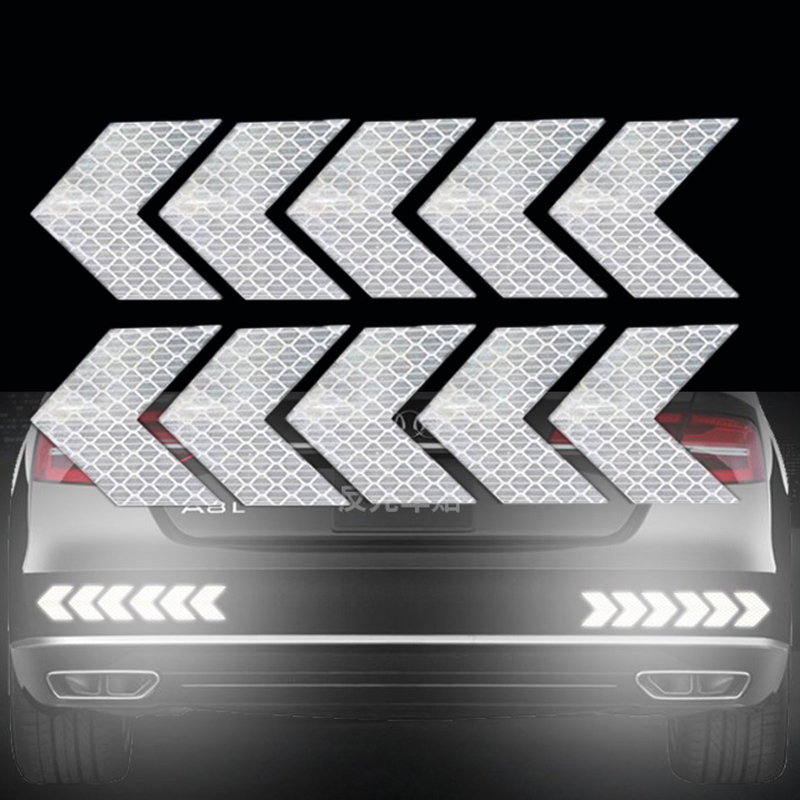 10 Stück Pfeil-Reflektorband, Sicherheitsvorsicht, Warnung, reflektierendes Klebeband, Aufkleber für LKW, Motorrad, Fahrrad, Auto, Styling: Blau