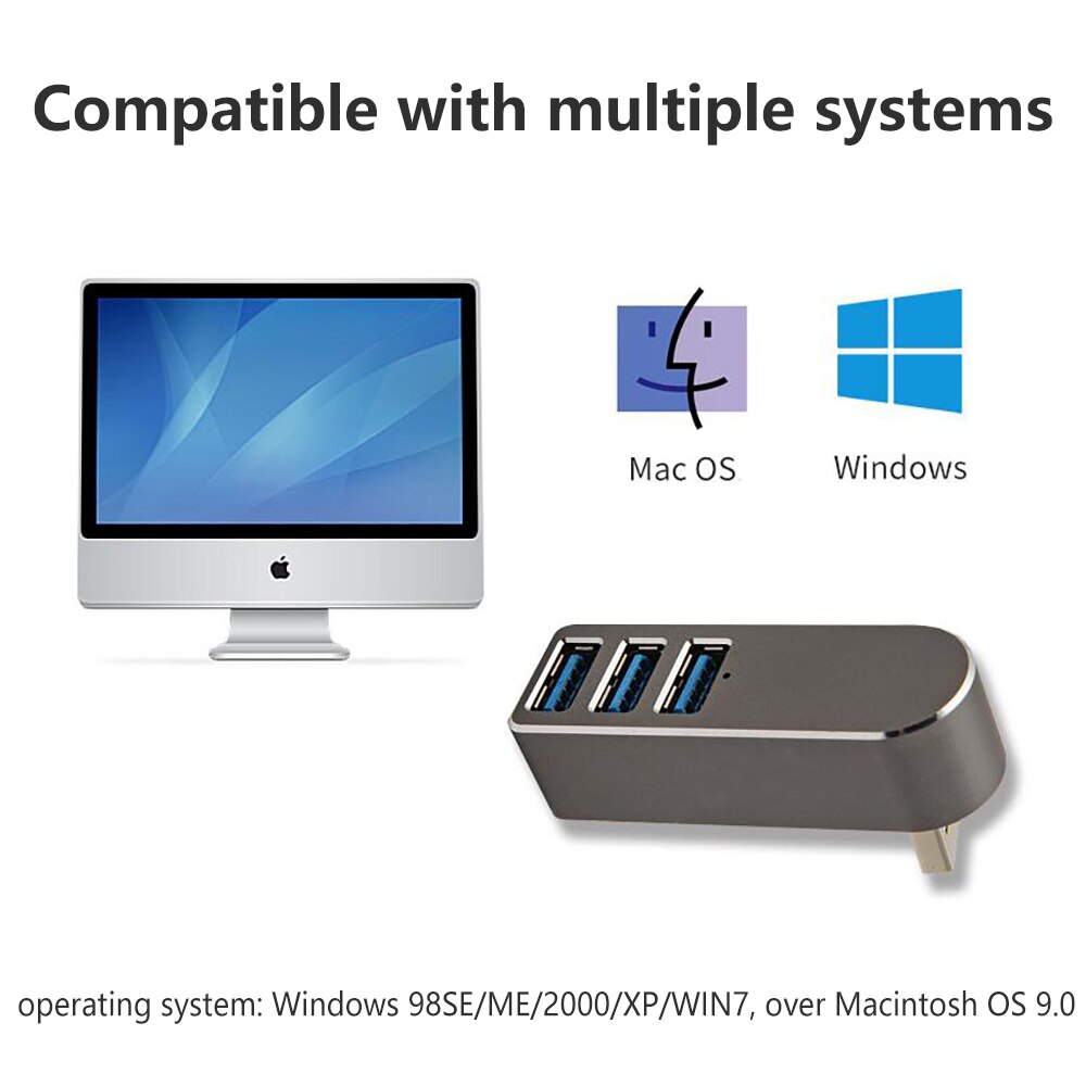 Mini USB HUB 3 ports USB3.0 High compatibility Aluminum alloy shell High speed USB 3.0 compatible USB2.0