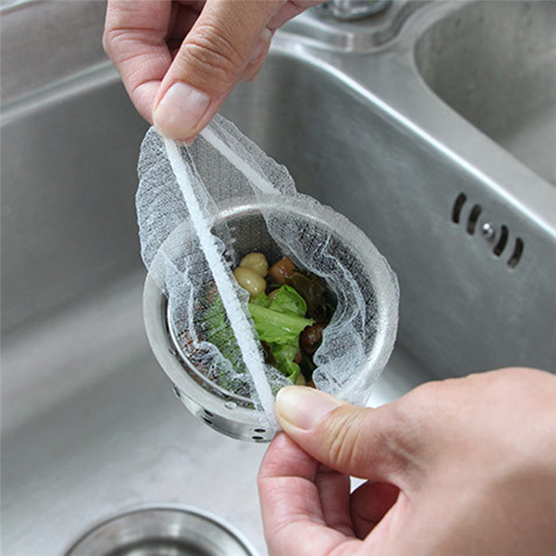 30/100PCS Reusable Garbage filter Bag Kitchen Bathroom Trash Sink Strainers Hair Waste Bin Filter Bag Shower Drain Sieve Net Bag