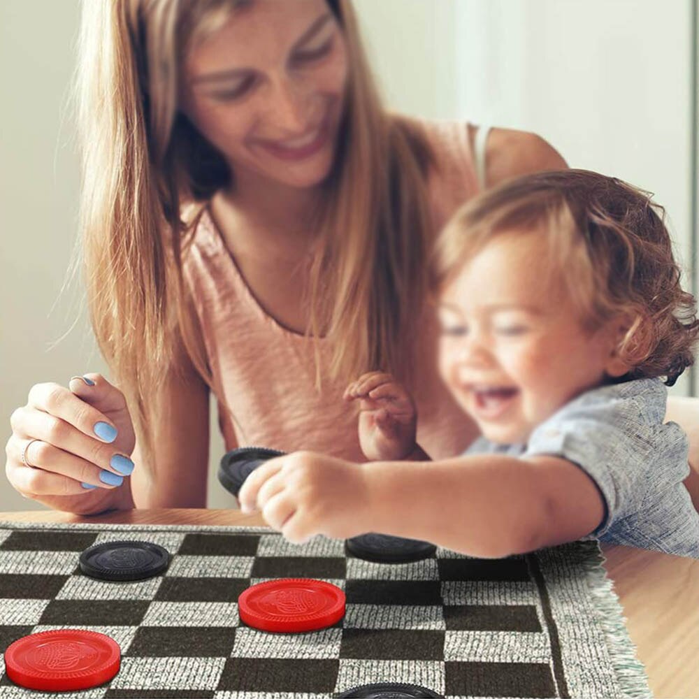 kids Checkers Set Board Game With Checkered Double-Sided Carpets Carpet Chess Indoor Outdoor Board Games Chess toy Xmas