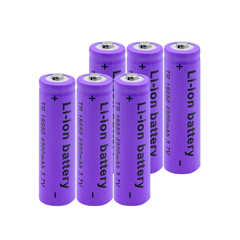 Rechargeable 18650 Battery 3.7V 4900mAh Li-Po Lithium Li-polymer Li-ion Replacement Batteries For LED Flashlight Torch: 6 PCS
