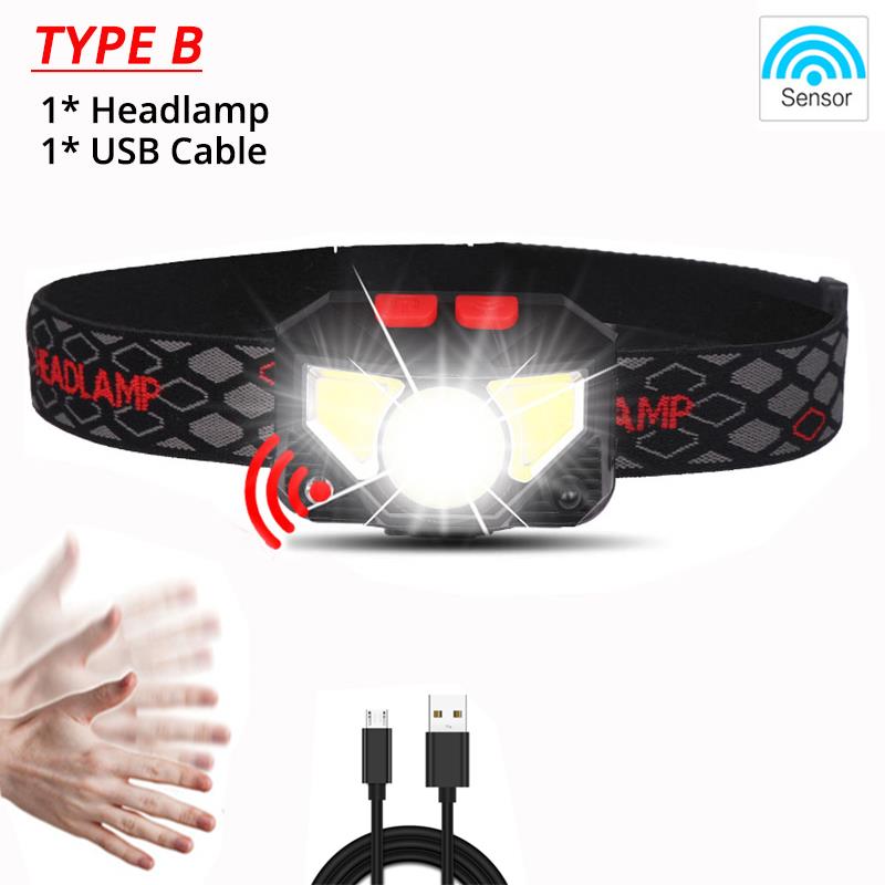 6000lums handsfree LED Koplamp Motion sensor lamp LED koplamp Zaklamp Ingebouwde batterij inductieve met Draagbare doos: B