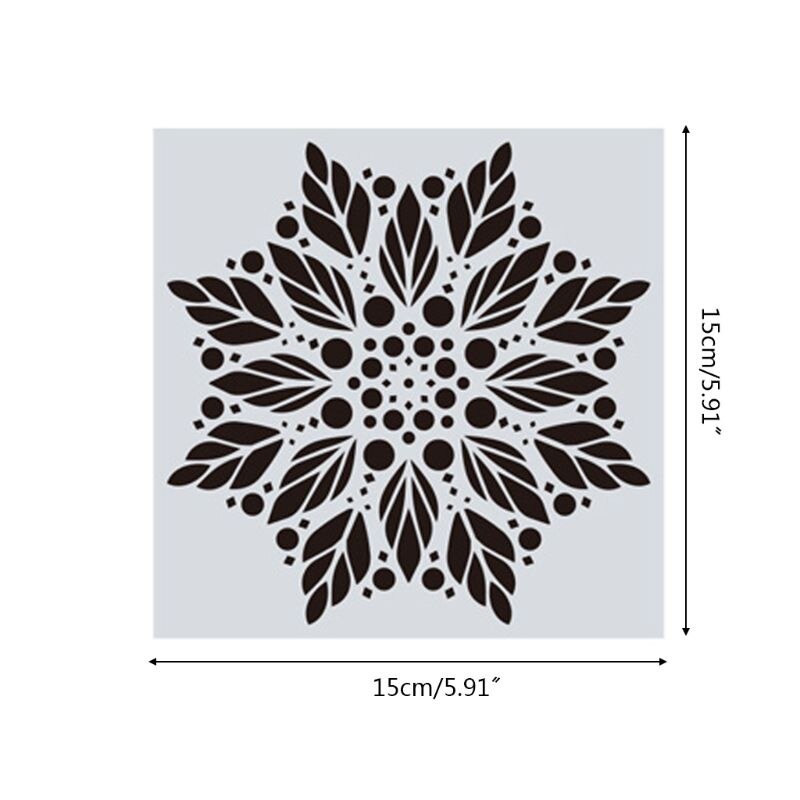 16 stk/sæt mandala stencils gør-det-selv-tegneskabelon vægmaling til træfliser rock boligindretning 15 x 15cm