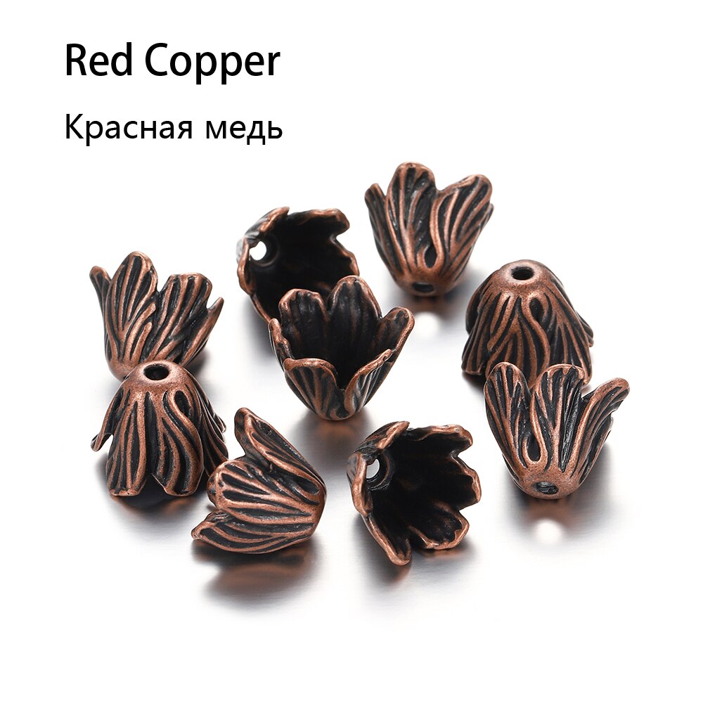2 sztuk/partia Alloy starożytny złoty różne kształty kwiat koraliki czapki zaślepka złącza dla DIY kolczyki tworzenia biżuterii Accessroies: Red Copper 3