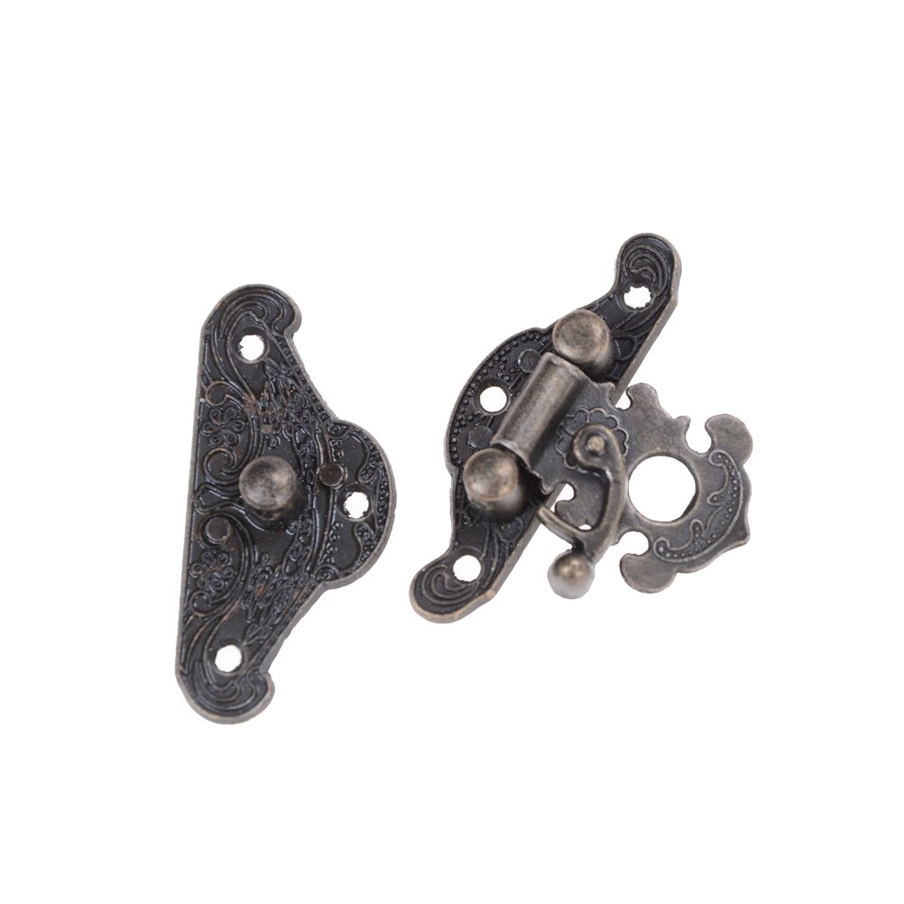 1Pc Decorative 38*28 mm Brass Suitcases Hasp Latch Buckle Clasp Antique Bronze Jewelry Wooden Box Hasps Drawer Latches