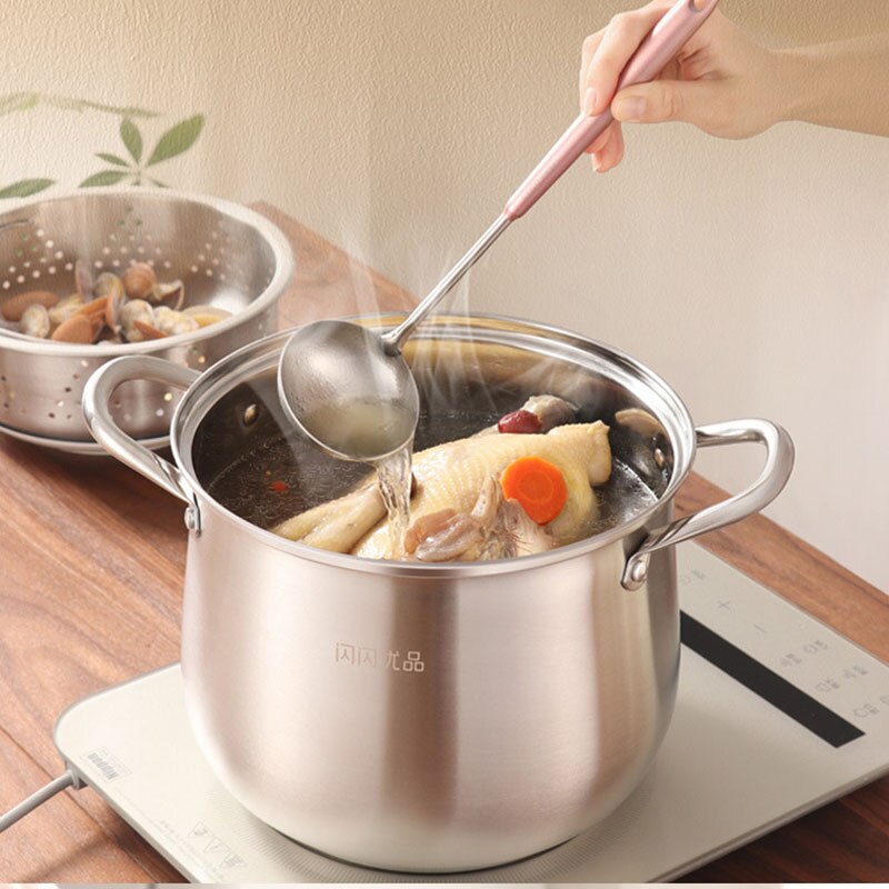 Beemsk 4l rostfria soppgrytor med ånglåda 24cm 304 nudelmike gröt lagergryta för gasspis induktionsspis