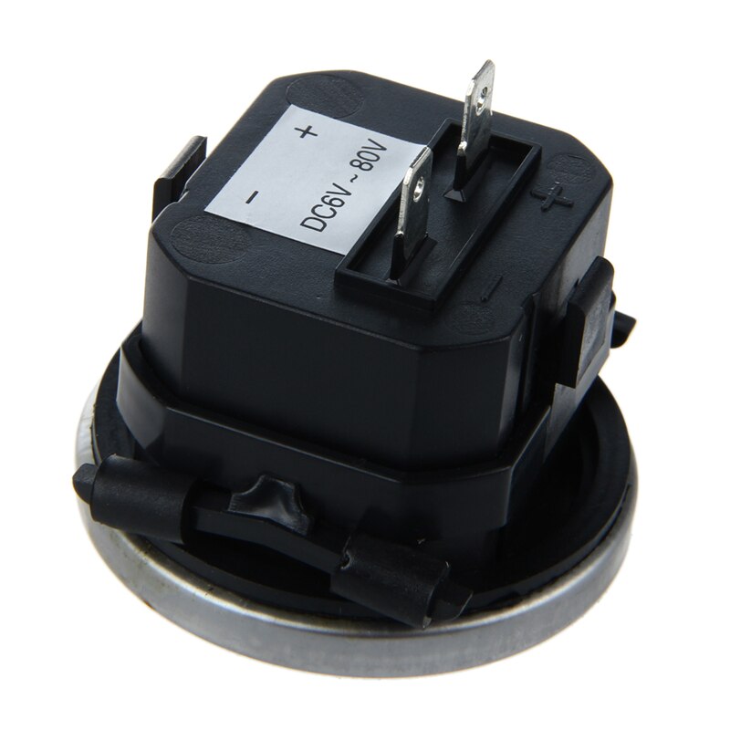 Hour Meter 6 To 80 Volts DC - Round Silvery Trim Ring
