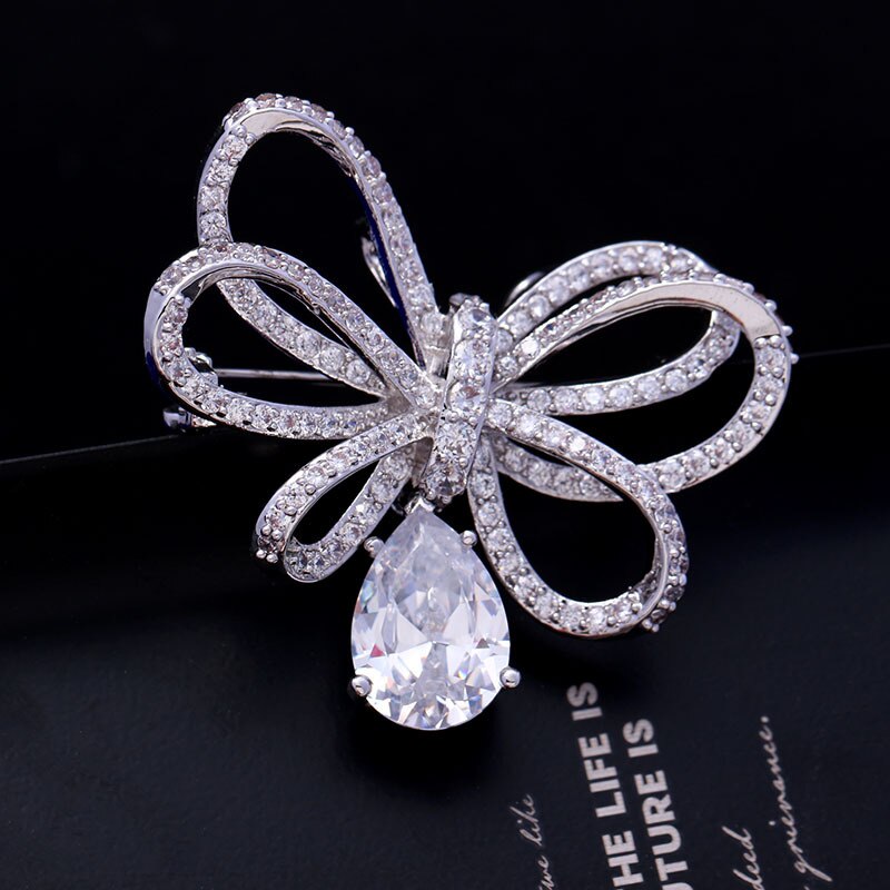verrotten Bäume Frauen Bowknot Brosche Elegante Luxus AAA kubisch Zirkon Revers Stift Schmuck