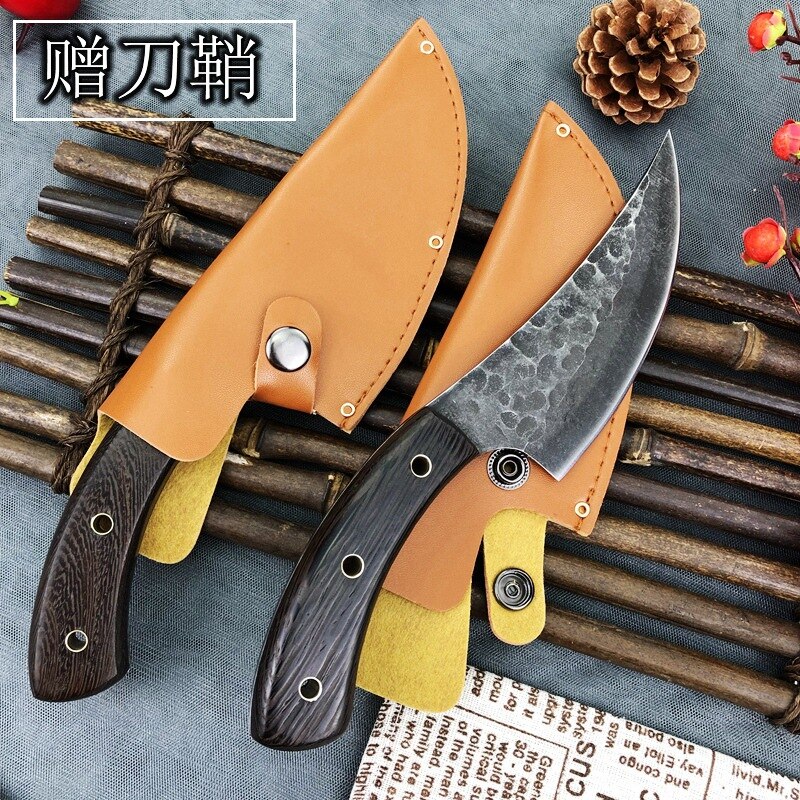 Full Tang Boning Knife 5.5 Inch Cleaver Butcher Knives Handmade Forfed Steel Knife Slice Chef Knives With Leather Sheath