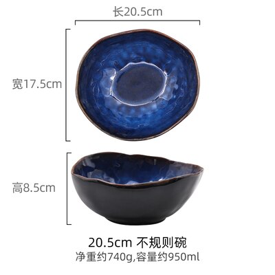 KINGLANG-plato de porcelana europea, cuenco profundo irregular, vajilla creativa, cuenco irregular, juego de platos, cuenco de fideos: XL