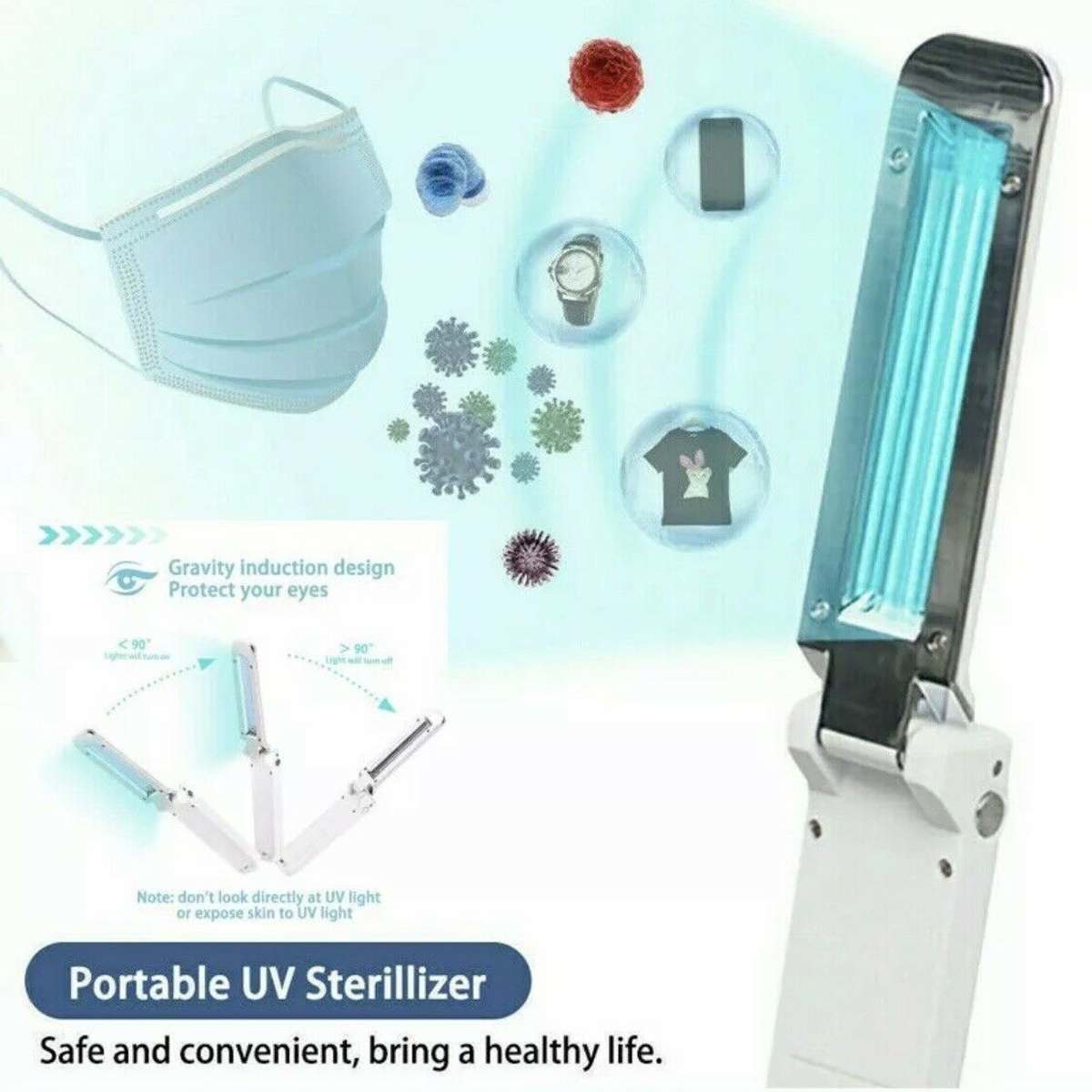 Bærbar uv desinfektionslampe usb husholdnings ultraviolette lamper foldbar uvc lampe sterilisator bakteriedræbende lys steriliserende lys