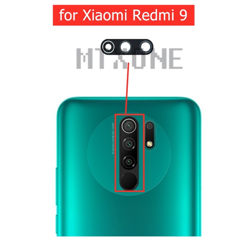 2Pcs Voor Xiaomi Redmi 9 Camera Glas Lens Back Achteruitrijcamera Glas Lens Met Lijm Vervanging Reparatie Onderdelen
