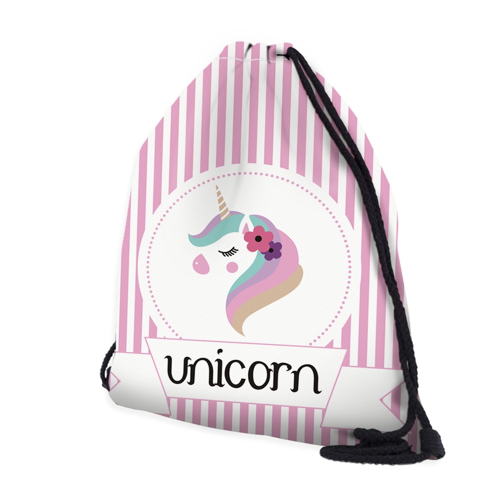 Deanfun 3D imprimé sac à cordon rayé licorne filles cartables pour Organzier 60133