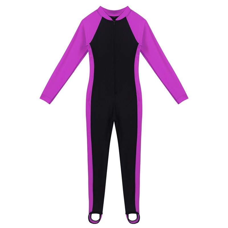 Childrens Swimwear Wetsuits Kids Girls Boys Foot Stirrups Long Sleeves Rash Guards Wetsuit for Water Sports Child Bathing Suit