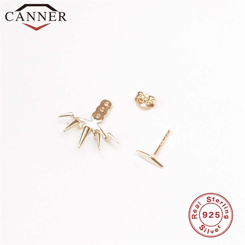 Tendencia Punk Rock gótico esqueleto cráneos y cabezas, pendientes de tuerca para mujer 925, pendientes tipo botón de plata fina, pendientes geométricos