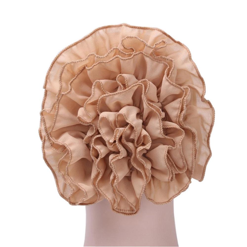 Vrouwen Bloem Moslim Ruche Kanker Chemo Hoed Beanie Sjaal Tulband Head Wrap Cap Casual Katoen Chiffon 4.11