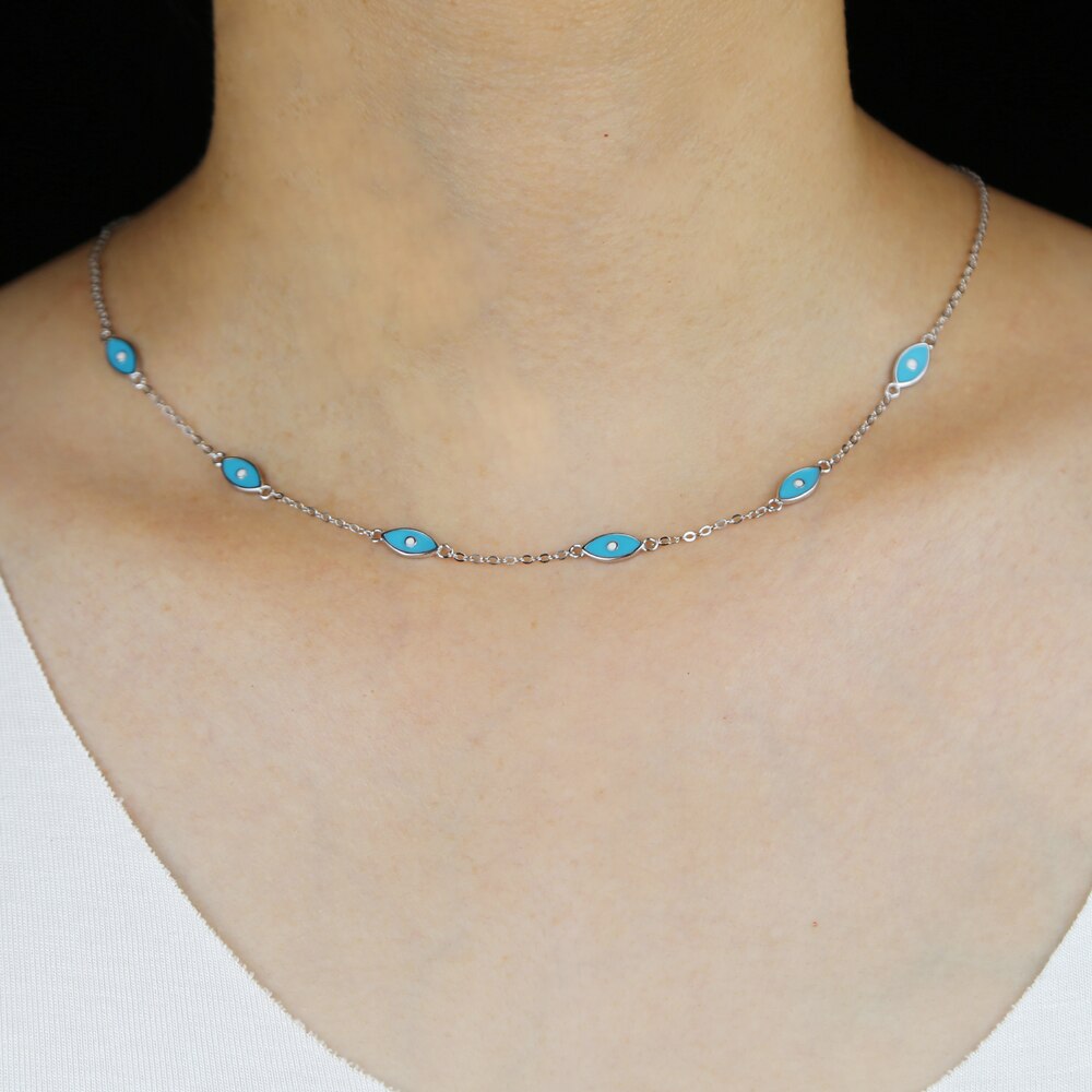 Collier ras du cou en argent Sterling 925 pour femme, bijou de mariage, Micro pavé cubique clair, porte-bonheur, turc, mauvais œil