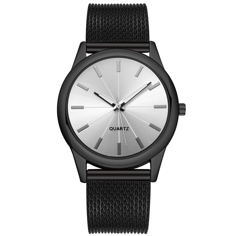 Brand Women Mesh Belt Watch Women's Quartz Watch Business Wristwatch Casual Watch Female Clock: black white