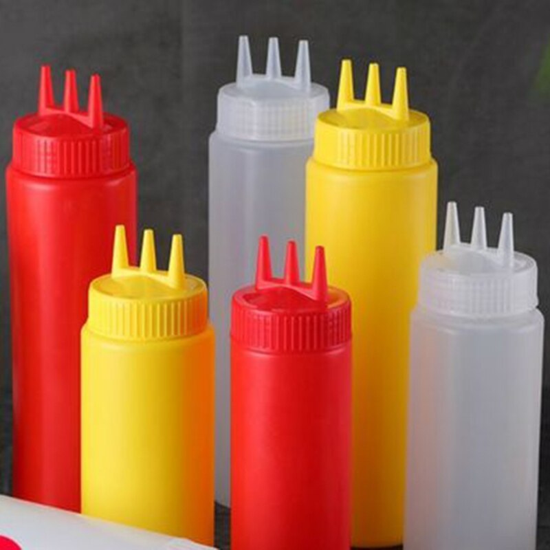 Botella giratoria de 3 agujeros para escurrir, botella de alimentaria para salsa, salsa, aceite, utensilios de cocina, Material PE M6CE