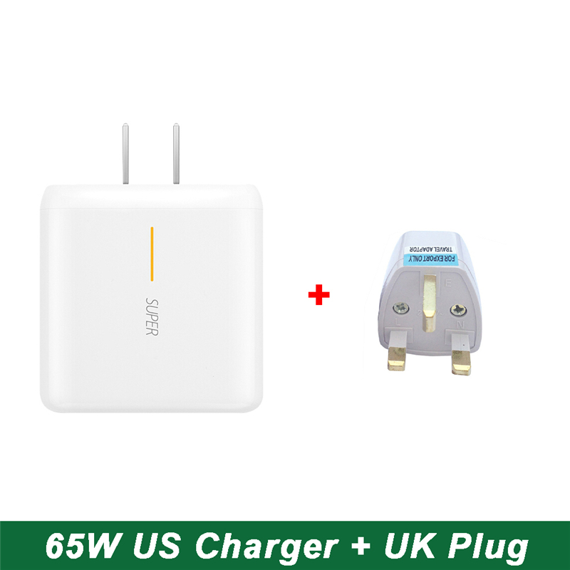 65W Supervooc 2.0 Fast Charger For OPPO Reno Ace Ace2 Reno 4 Reno 5 Reno 6 Pro+ 5G SE K9 Realme 8 Super Dart 1M USB Type-C Cable: US Charger w UK Plug