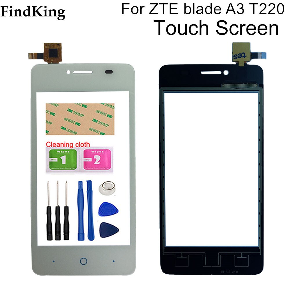 4'' inch Touch Screen Front Glass For ZTE Blade A3 T220 Touch Screen Glass Digitizer Touch Panel Sensor Tools Adhesive
