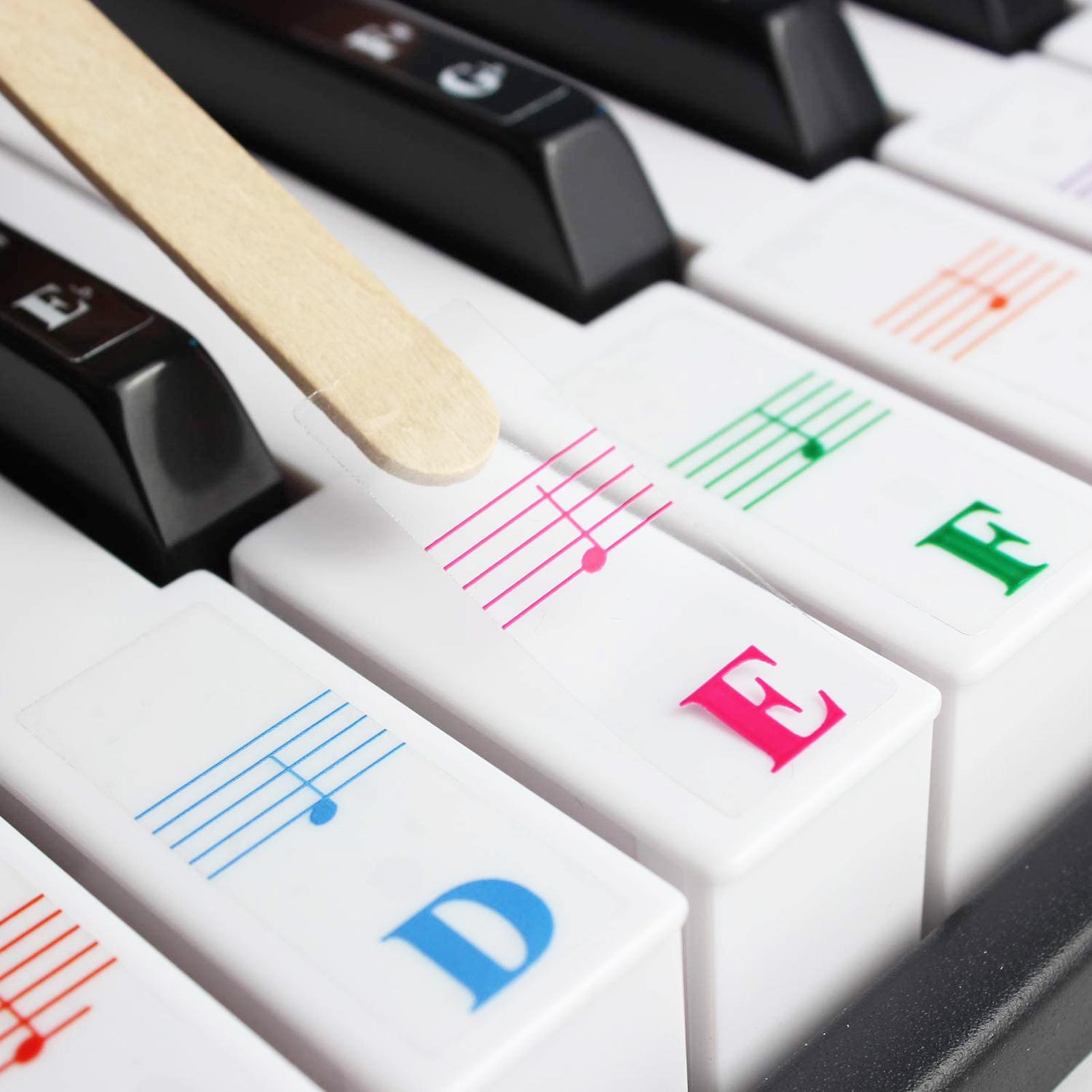 Transparante Afneembare Piano Toetsenbord Stickers 49/61/88 Toetsen Piano Toetsenbord Sticker Multicolor Letters Decal Decor
