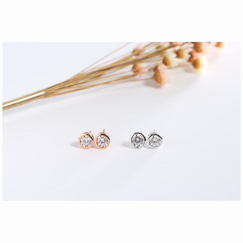 INZATT 925 Sterling Silver Zircon Heart Stud Earrings Rose Gold Colour Crystal Jewelry Accessory For Women Wedding Party